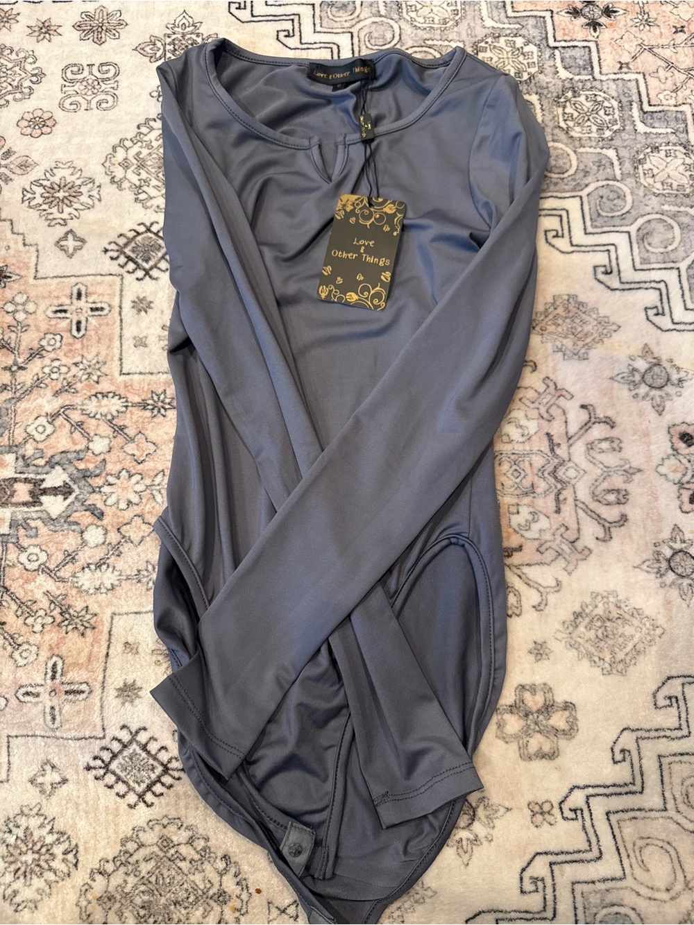 Women's Long Sleeve Scoop Neck Bodysuit in Slate Blue